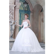 China Fashion soft lace sweetheart neckline appliqued princess wedding dress factory manufacturer