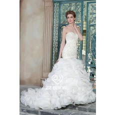 China Full bodice beaded sweetheart organza mermaid wedding gown with train factory manufacturer