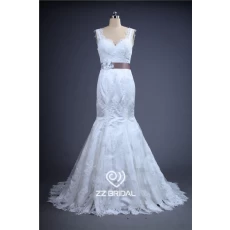 China Hohe Maß Isolationsschlauchbügels mit Spitzen rückenfrei Gürtel handgemachte Blume Meerjungfrau Hochzeitskleid Hersteller
