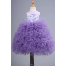 China Latest Design Little Girls Puffy Dress Princess Light Purple Flower Girl Dresses HMY-FL026 manufacturer