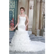China Neuesten Design-Isolationsschlauchbügel Organza überlagerte Meerjungfrau Hochzeitskleid mit Schleppe China Hersteller