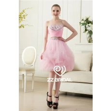 China Mooie strapless kralen tweedelige baljurk roze schattig meisje jurk gemaakt in China fabrikant