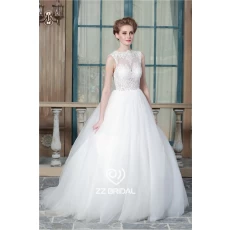 中国 中国制造蕾丝领无袖露背公主新娘礼服供应商 制造商