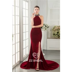 Chiny Podział stylu Mermaid Kantar łańcuch boczny powrotem burgund, długa suknia fabryki producent