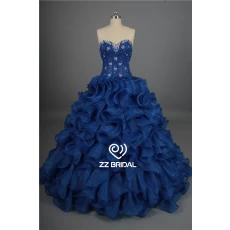 Chine Nouvelle arrivée perles décolleté amie royale boule bleue robe Quinceanera fournisseur fabricant