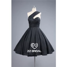 China Online sale one shoulder black knee length short evening dress supplier manufacturer