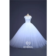 China Princess style off shoulder boat neckline lace appliqued ball gown wedding dress China manufacturer