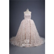 Chiny Bez ramiączek w stylu księżniczki kwiaty appliqued koronki ręcznie-up togi ślubnej sukni piłkę producent