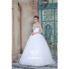 China Real pictures sweetheart beaded neckline ruffled princess wedding dress 2015 manufacturer manufacturer