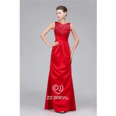China Satin sequined V-back with bowknot long evening dress made in China manufacturer