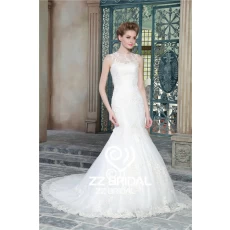 China Sexy See through back sleeveless lace bottom mermaid wedding gown manufacturer manufacturer