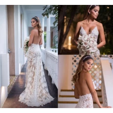 China Sexy espaguete Strap Lace Casual vestidos de noiva fabricar uma linha de vestidos de casamento fabricante