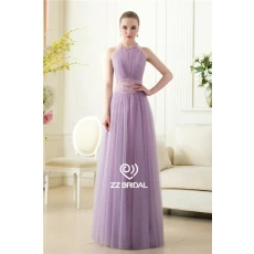 China Sexy backless halter beaded sleeveless floor length long purple evening dress manufacturer