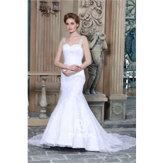 China Sexy style beaded sash backless lace mermaid bridal gown with train China manufacturer