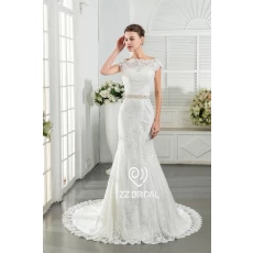 China ZZ bridal 2017 V-back lace appliqued beaded mermaid wedding dress manufacturer