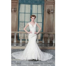 Chine ZZ Bridal 2017 V-cou dentelle appliqued et perlée A-Line robe de mariée fabricant