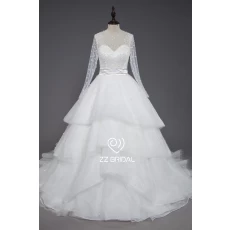 الصين ZZ bridal 2017 long sleeve beaded ruffled A-line wedding dress الصانع