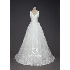 China ZZ bruids 2017 nieuwe stijl v-hals kant trouwjurk fabrikant