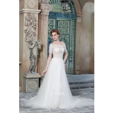 Китай ZZ невесты 2017 с обочины аппликуед с коротким рукавом A-Line свадебное платье производителя