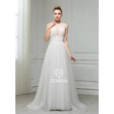 China ZZ bridal 2017 sleeveless ruffled sash A-line wedding dress manufacturer