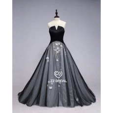 China ZZ bridal 2017 sleeveless strapless black A-line long evening dress manufacturer