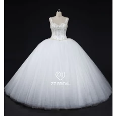 China ZZ bridal 2017 spaghetti strap beaded ball gown wedding dress manufacturer