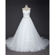 China ZZ bridal 2017 spaghetti strap lace appliqued bowknot  A-line wedding dress manufacturer