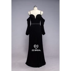 China ZZ bridal 2017 spaghetti strap sweetheart neckline black long evening dress manufacturer