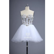 China ZZ bridal 2017 sweetheart neckline strapless beaded short evening dress manufacturer