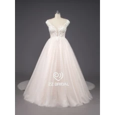 Китай ZZ-шейная v-шея страплесс кружево аппликуед a-Line свадебное платье производителя