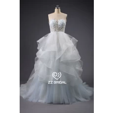 China ZZ decote ilusão nupcial ruffled frisado um vestido de noiva de linha fabricante