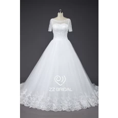 China ZZ bridal new style lace-up short sleeves lace wedding dress fabrikant