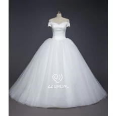 الصين zz الزفاف قباله الكتف الدانتيل الكره ثوب المتابعة فستان الزفاف الصانع