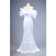 China ZZ bridal off shoulder sleeveless ruffled mermaid wedding dress manufacturer