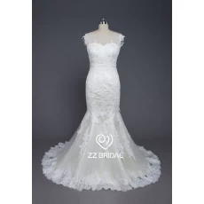 China ZZ bridal sexy see through back lace appliqued wedding dress fabricante