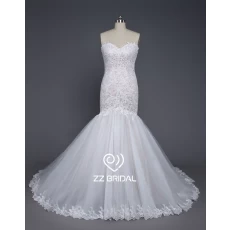 porcelana ZZ nupcial sexy escote corazón guipur encaje vestido de novia fabricante