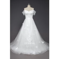 China ZZ bruids liefje lace-up gegolfde A-line trouwjurk fabrikant