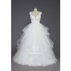 Chine ZZ bridal sweetheart neckline satin belt ruffed A-line wedding dress fabricant