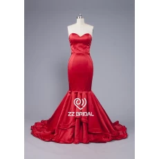 China ZZ bridal sweetheart neckline sleeveless red mermaid long evening dress manufacturer