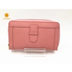 Китай Кожаный бумажник среднего размера розовый кожаный оптовик-новый дизайн кожаный кошелек производитель-OEM ODM женщина кожаный кошелек производителя
