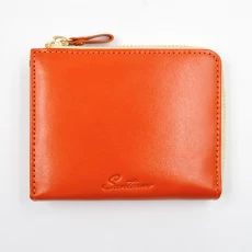 China Orange leather woman purse-Ladies leather wallet-Medium leather wallet supplier manufacturer