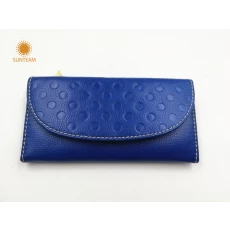 Chine dame design rabais portefeuilles distributeur, le dernier fabricant de portefeuille en cuir, les femmes long portefeuille de mode bleu fabricant