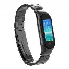China 3-Link Stainless Steel Metal Strap For Xiaomi Mi band 5 Replacement Band manufacturer