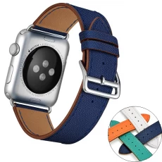 Chine Bracelet de remplacement Apple Watch en cuir avec fermoir en métal inoxydable fabricant