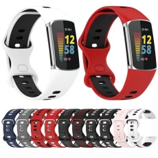 China CBFC5-02 Dubbele kleur Vervangbare polsriem Siliconen horlogeband voor Fitbit Charge 5 SmartWatch fabrikant