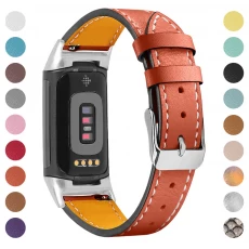 China CBFC5-14 Print Echt lederen horlogeband voor Fitbit Charge 5 fabrikant