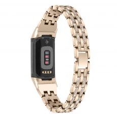 중국 CBFC5-27 Fitbit Charge 5 용 고급스러운 라인 석 금속 아연 합금 시계 밴드 제조업체