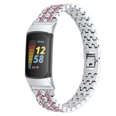 China CBFC5-28 Shiny Rhinestone Zinklegering Watchband voor Fitbit Charge 5 fabrikant