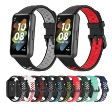 China CBHB7-06 Hot Sale Dual Color Breathable Sport Silicone Watchband Bracelet Riem voor Huawei Band 7 Watch fabrikant