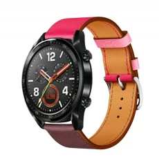 porcelana CBHW30 Banda de reloj de cuero genuino de color de contraste de viaje único para Huawei Watch GT fabricante